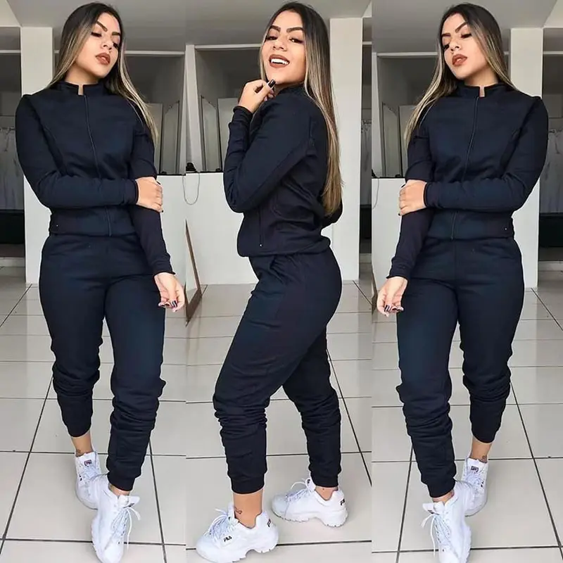 New 2 Two Piece Set Women Outfit Spring Autumn Jacket Pants Set Ladies Joggers Tracksuit Sweat Suits - slika 5