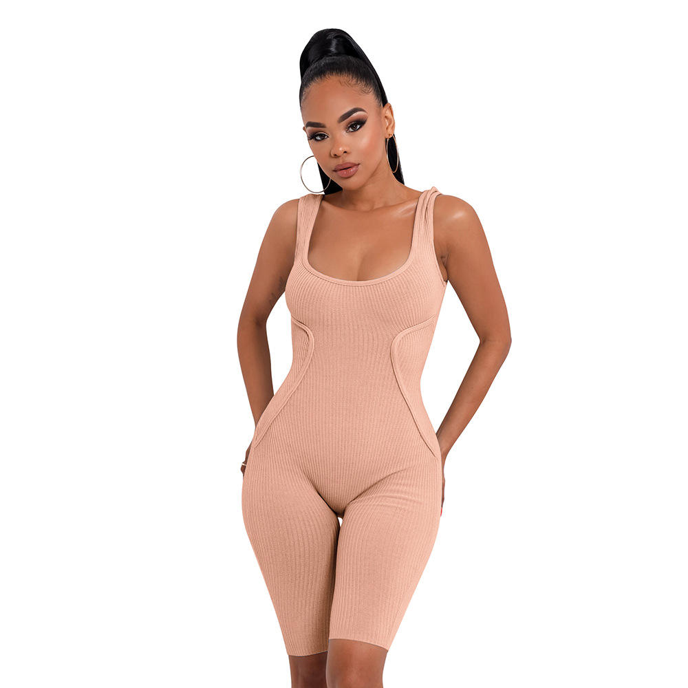 Women Sleeveless Close Fit Bodycon Hip Lifting Suspender Jumpsuit Bodysuit — изображение 5
