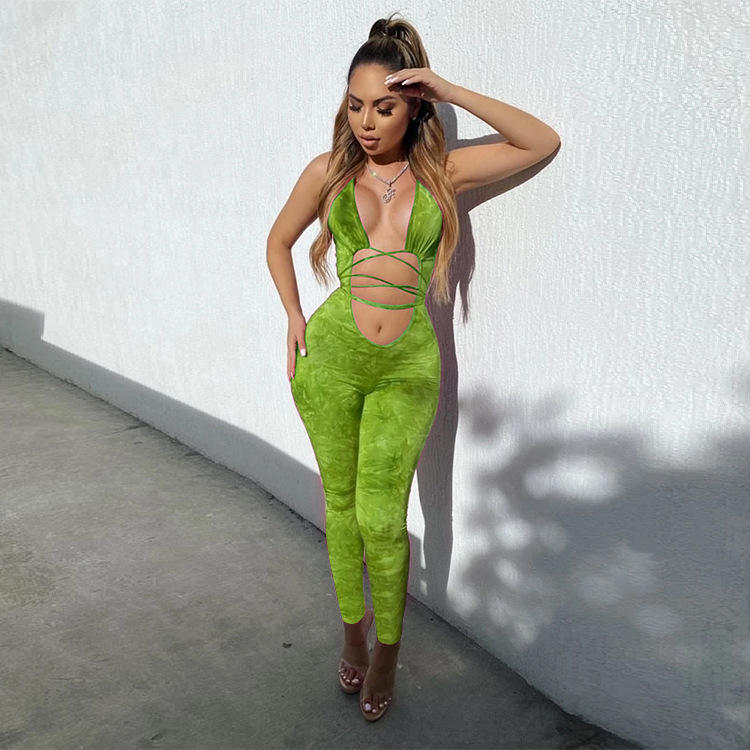 Women Spring Summer New Clothing Solid Color Sexy Fashion Printing Bodysuit Rompers – Bild 5