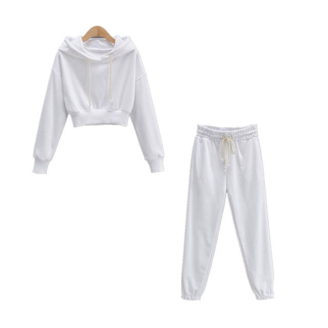 Wholesale High Quality Custom Female Crop Tops Hoodies Running Casual Plain Women Joggers Sets - Vaizdas 5