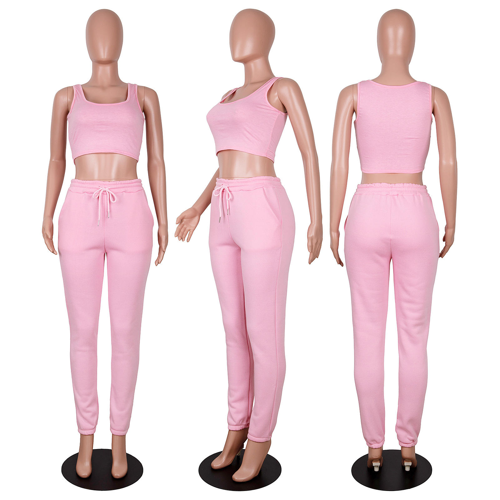 Best Price Solid Candy Color Sweatsuits Women 3 Piece Set Clothing Loose Hoodie and Jogger Set - Imagem 5