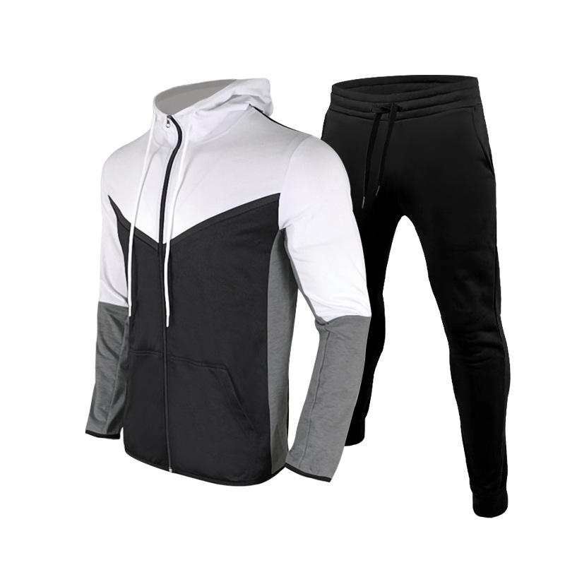 Wholesale Custom Logo Blank Fitness Sports Hooded Mens Zipper Tracksuit Sweatsuit Set - Image 5