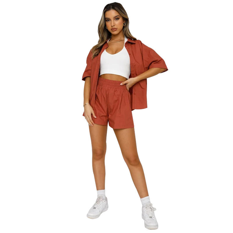 New Styles Fashion Design OEM Custom Logo Printing Plain Shirt Shorts Sets for Women - imagine 6