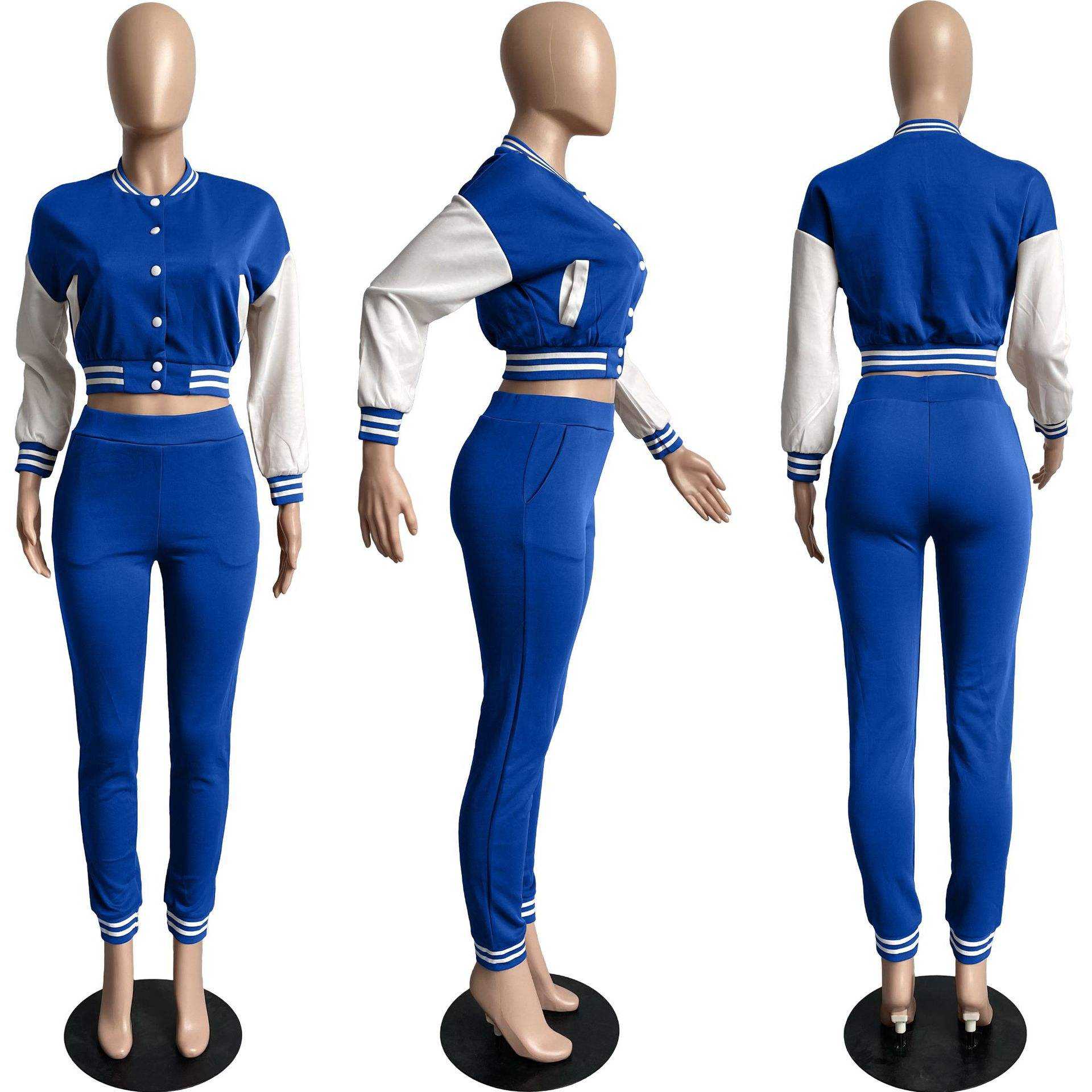 Spring Custom Logo Jogger Crop Set Woman Baseball Blank Varsity Jacket Womens Tracksuit Winter 2 Piece Sets for Women – Bild 6