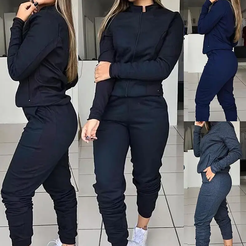 New 2 Two Piece Set Women Outfit Spring Autumn Jacket Pants Set Ladies Joggers Tracksuit Sweat Suits - slika 6