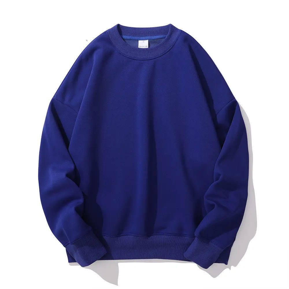 Round Neck Sweater for Men 430g Heavyweight Plush and Thick Coat Loose Casual Shoulder Drop Men's Hoodies & Sweatshirts - Image 6