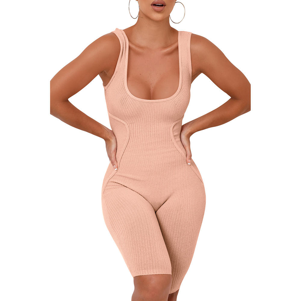Women Sleeveless Close Fit Bodycon Hip Lifting Suspender Jumpsuit Bodysuit — изображение 6