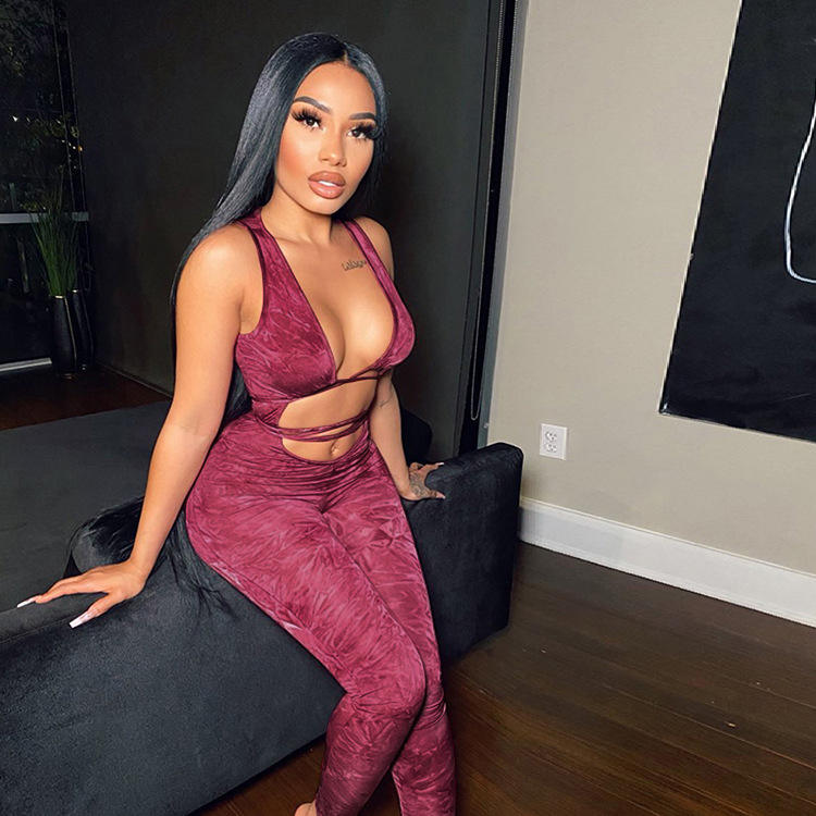 Women Spring Summer New Clothing Solid Color Sexy Fashion Printing Bodysuit Rompers – Bild 6