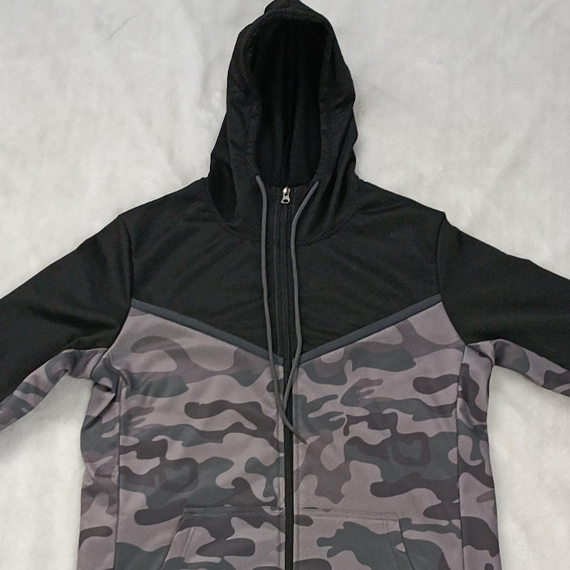 Wholesale Custom Logo Blank Fitness Sports Hooded Mens Zipper Tracksuit Sweatsuit Set - Image 6