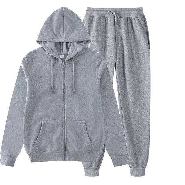 Custom Logo Vintage 2 Pieces Zip up Hoodie Polyester Plain Tracksuits for Men - immagine 6