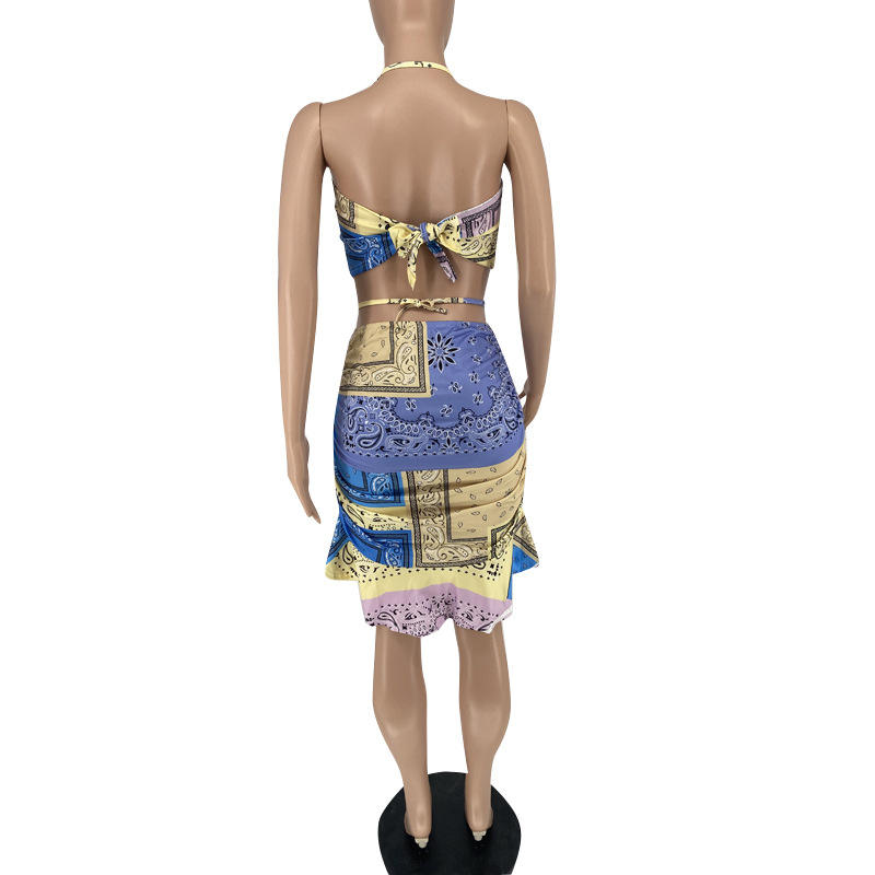 Women Summer Tank Top Splicing Ruffle Dress Casual Above Knee Pleated Skirt Two Piece Set - Image 7