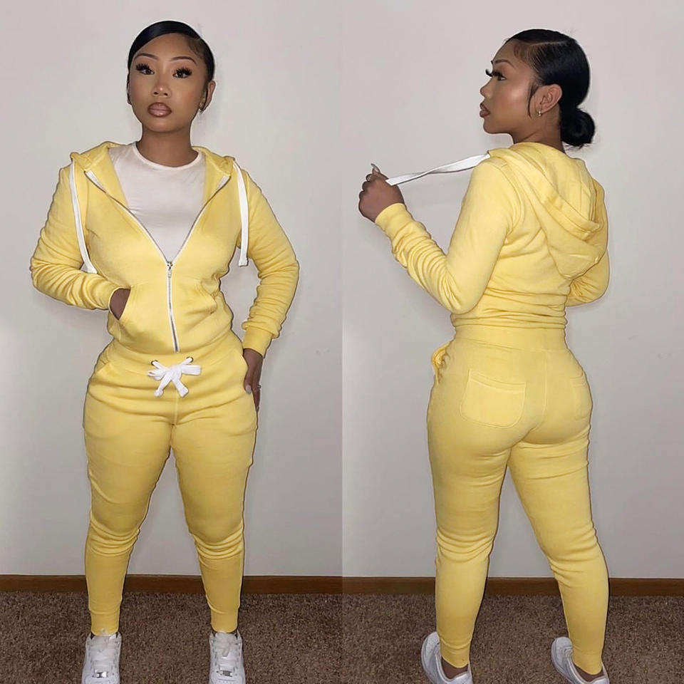 Thick Fleece 2 Piece Women Fall Winter Clothes Jogging Sweatpants Suit Cardigan Hoodie Women Sweatsuit Set Tracksuit Jogger Set - immagine 7