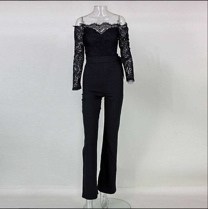 Women's White Floral Lace Long Jumpsuit Long Sleeve Sexy Casual Fall Outfit for Wholesale - Image 7