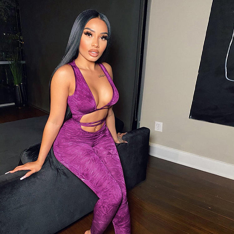 Women Spring Summer New Clothing Solid Color Sexy Fashion Printing Bodysuit Rompers – Bild 7