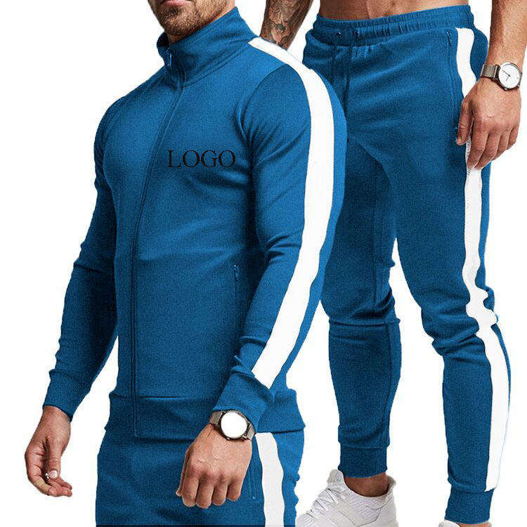 Wholesale Men Clothing Plain Sweatsuit Sports Zipper Training Wear Tracksuits Joggers Jacket Sets for Men - Vaizdas 7