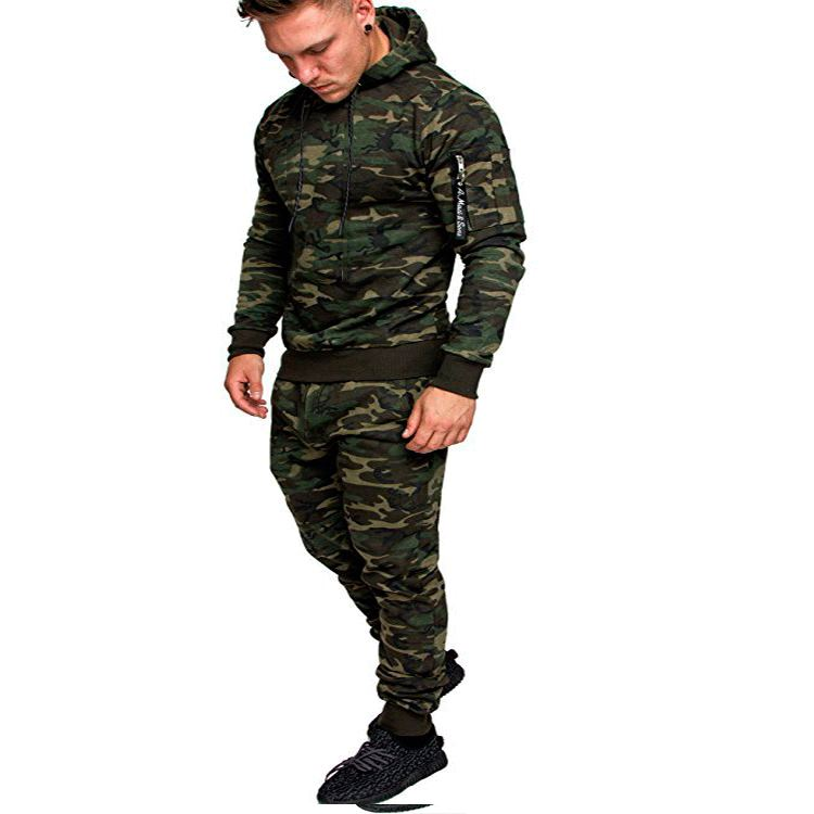 Custom Logo Polyester Camouflage Printed Men 2 Piece Hoodie and Pants Set – Bild 7